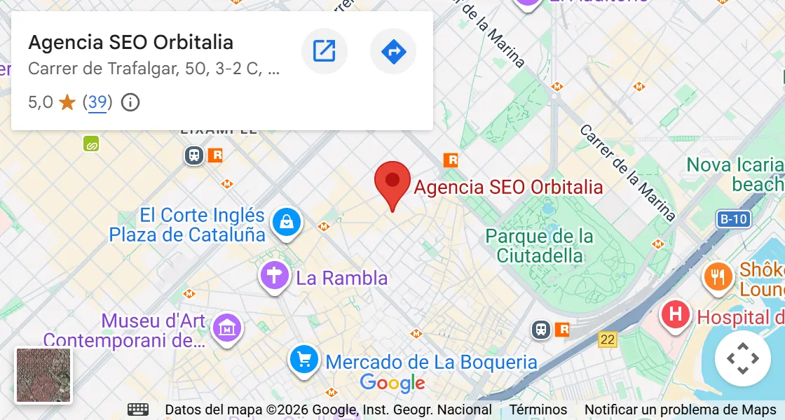 Mapa de la ubicación de Orbitalia en Carrer de Trafalgar 50, Barcelona